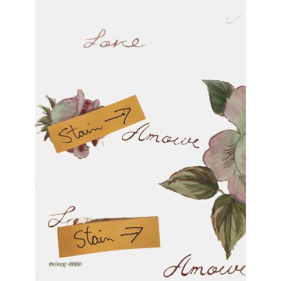 Seymour Mann Hand Painted Love Floral Rose Pink Edge Serving Tray Appx 17.5 x 8. - Picture 9 of 14